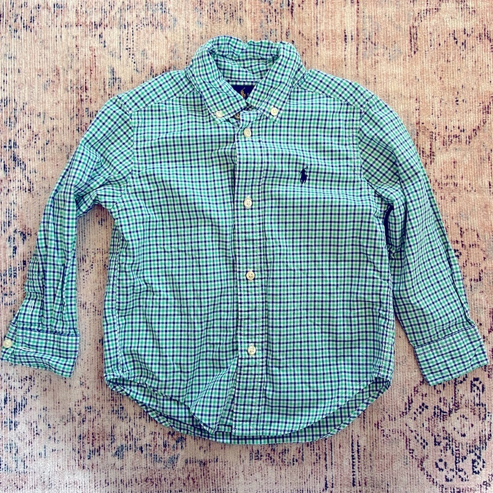 Ralph Lauren Kids Green Plaid Button Down Shirt